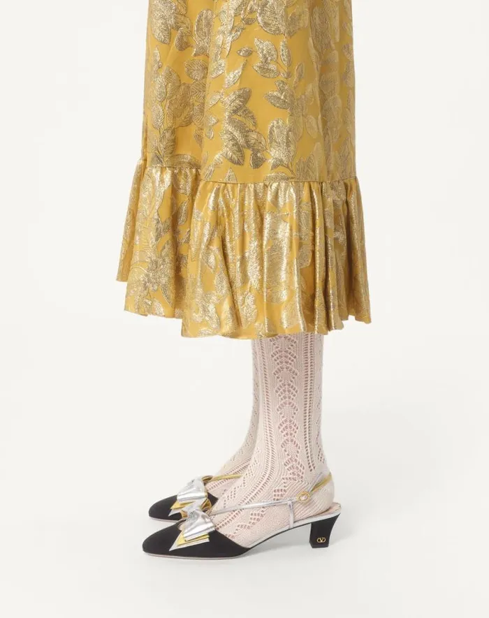 Valentino Skirts Woman Skirt In Apres L039hiver Silk Lurex Foglioline For Woman In Ochre Ochre Valentino Skirts Woman Skirt In Apres L039hiver Silk Lurex Foglioline For Woman In Ochre Ochre