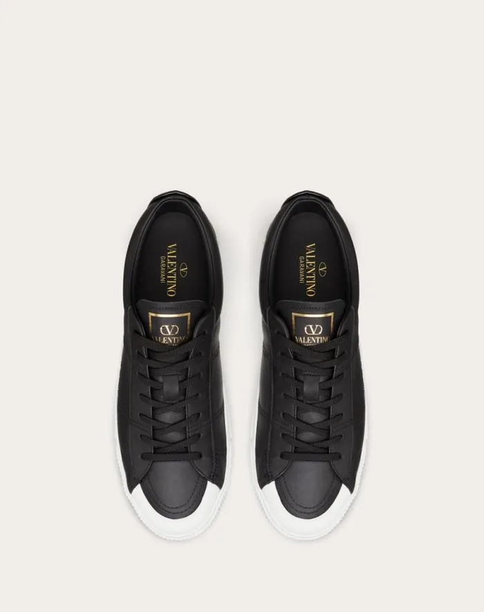 Valentino Sneakers Man Cityplanet Calfskin Sneaker For Man In Black Black Valentino Sneakers Man Cityplanet Calfskin Sneaker For Man In Black Black