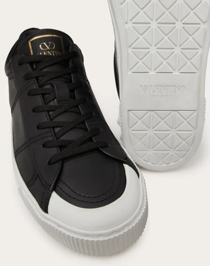 Valentino Sneakers Man Cityplanet Calfskin Sneaker For Man In Black Black Valentino Sneakers Man Cityplanet Calfskin Sneaker For Man In Black Black