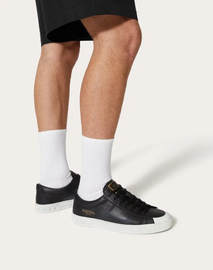 Valentino Sneakers Man Cityplanet Calfskin Sneaker For Man In Black Black Valentino Sneakers Man Cityplanet Calfskin Sneaker For Man In Black Black