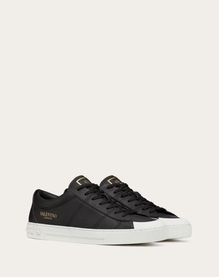 Valentino Sneakers Man Cityplanet Calfskin Sneaker For Man In Black Black Valentino Sneakers Man Cityplanet Calfskin Sneaker For Man In Black Black