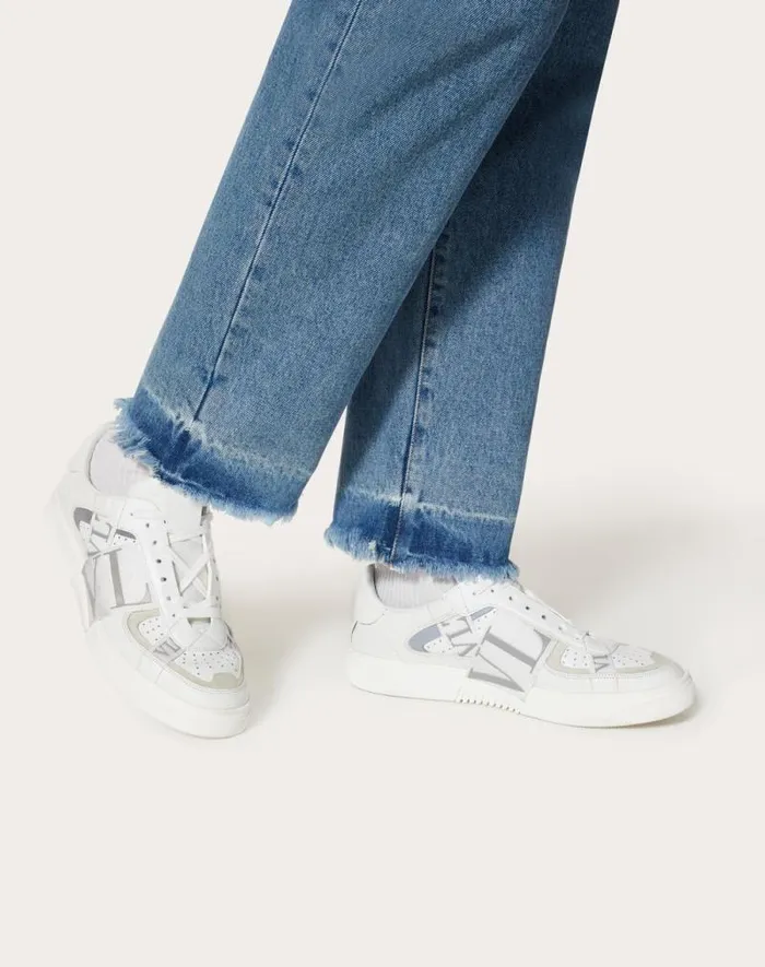 Valentino Sneakers Man Lowtop Calfskin Vl7n Sneaker With Bands For Man In Whiteicepastel Grey Whiteicepastel Grey Valentino Sneakers Man Lowtop Calfskin Vl7n Sneaker With Bands For Man In Whiteicepastel Grey Whiteicepastel Grey