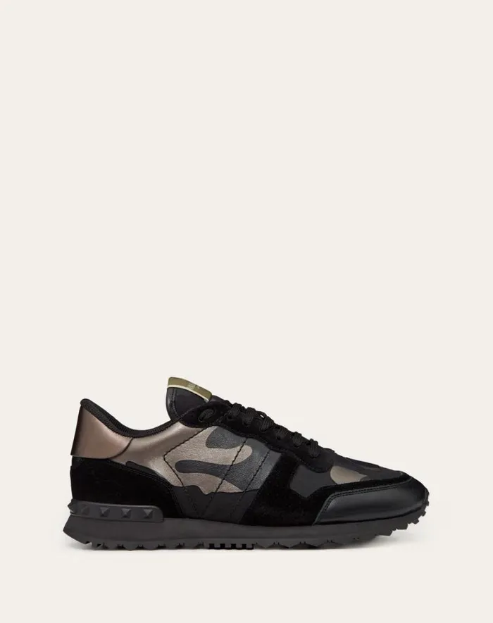 Valentino Sneakers Man Rockrunner Camouflage Noir Metallic Sneaker For Man In Black Black Valentino Sneakers Man Rockrunner Camouflage Noir Metallic Sneaker For Man In Black Black