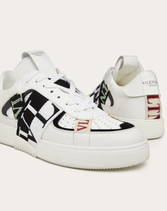 Valentino Sneakers Man Vl7n Lowtop In Banded Calfskin Sneaker For Man In Whiteblackmintruby Whiteblackmintruby Valentino Sneakers Man Vl7n Lowtop In Banded Calfskin Sneaker For Man In Whiteblackmintruby Whiteblackmintruby