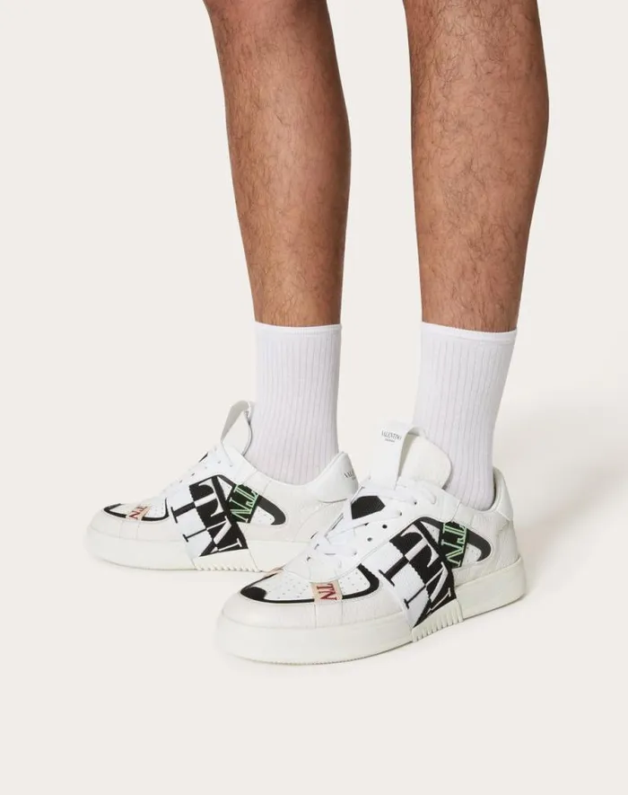Valentino Sneakers Man Vl7n Lowtop In Banded Calfskin Sneaker For Man In Whiteblackmintruby Whiteblackmintruby Valentino Sneakers Man Vl7n Lowtop In Banded Calfskin Sneaker For Man In Whiteblackmintruby Whiteblackmintruby