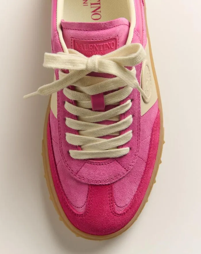 Valentino Sneakers Woman Upvillage Crosta Sneaker For Woman In Sweet Pinkgreenglace Sweet Pinkgreenglace