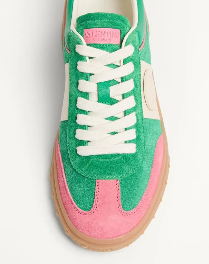 Valentino Sneakers Woman Upvillage Crosta Sneaker For Woman In Sweet Pinkgreenglace Sweet Pinkgreenglace