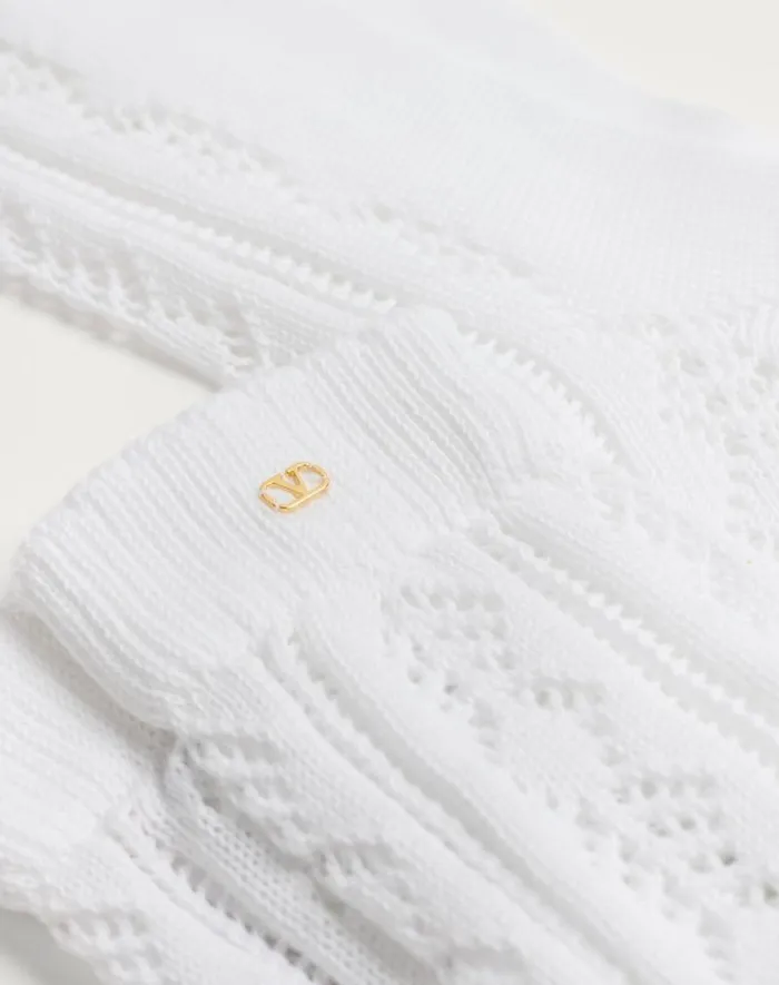 Valentino Soft Accessories Man Perforated Cotton Socks With Vlogo For Man In Butter Butter Valentino Soft Accessories Man Perforated Cotton Socks With Vlogo For Man In Butter Butter