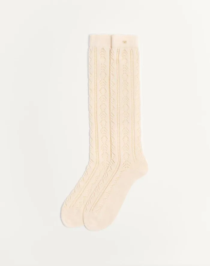 Valentino Soft Accessories Man Perforated Cotton Socks With Vlogo For Man In Butter Butter Valentino Soft Accessories Man Perforated Cotton Socks With Vlogo For Man In Butter Butter