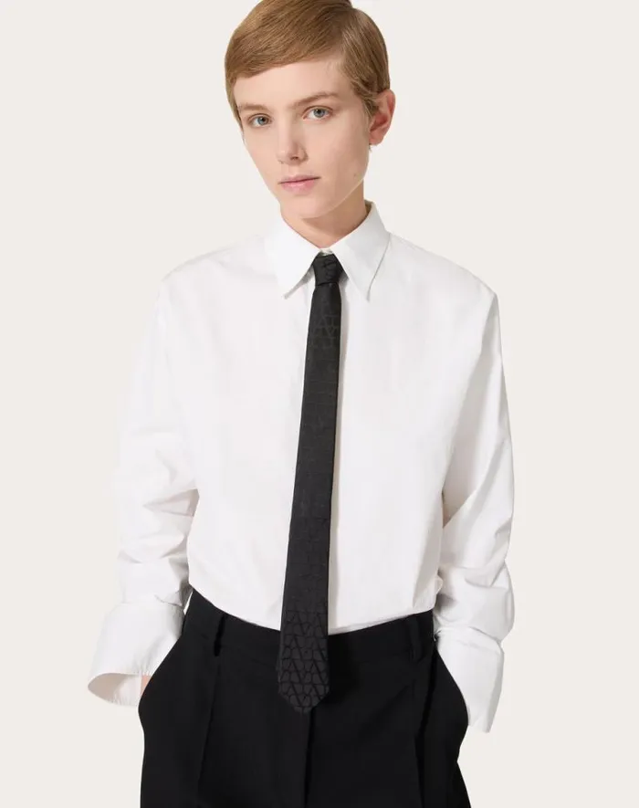Valentino Soft Accessories Man Toile Iconographe Silk Tie For Man In Black Black Valentino Soft Accessories Man Toile Iconographe Silk Tie For Man In Black Black
