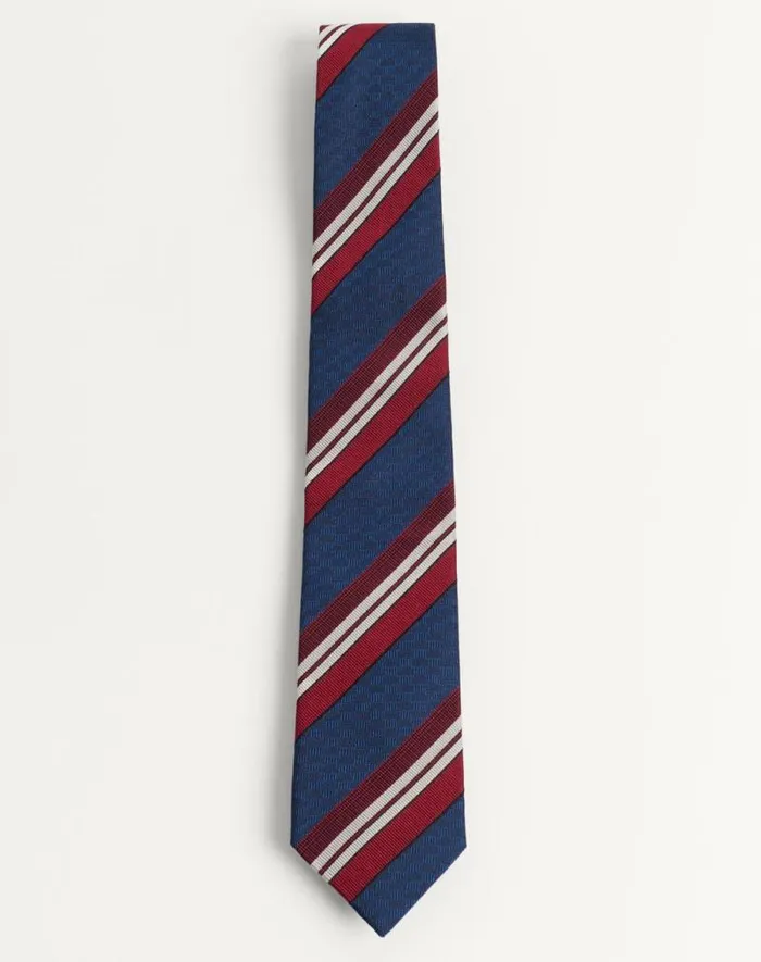 Valentino Soft Accessories Man Valentie Striped Silk Tie For Man In Bluemaroonwhiteblack Bluemaroonwhiteblack Valentino Soft Accessories Man Valentie Striped Silk Tie For Man In Bluemaroonwhiteblack Bluemaroonwhiteblack