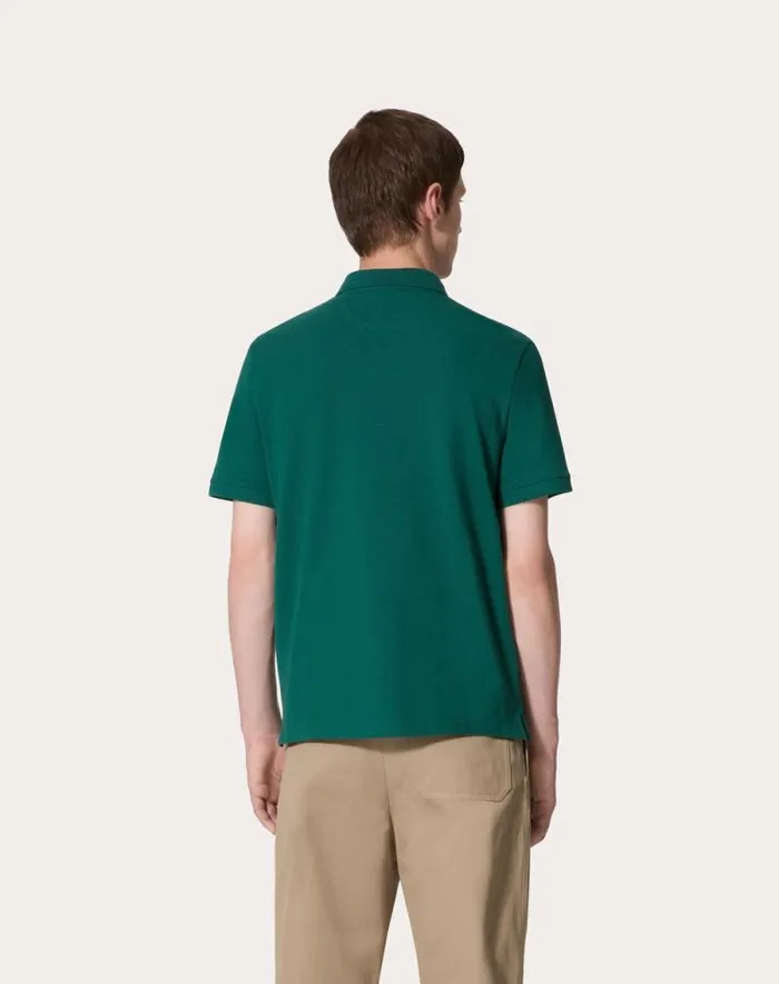 Valentino Tshirts And Sweatshirts Man Cotton Piqu Polo Shirt With Vlogo Signature Patch For Man In White White