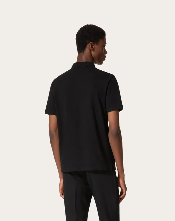 Valentino Tshirts And Sweatshirts Man Cotton Piqu Polo Shirt With Vlogo Signature Patch For Man In White White