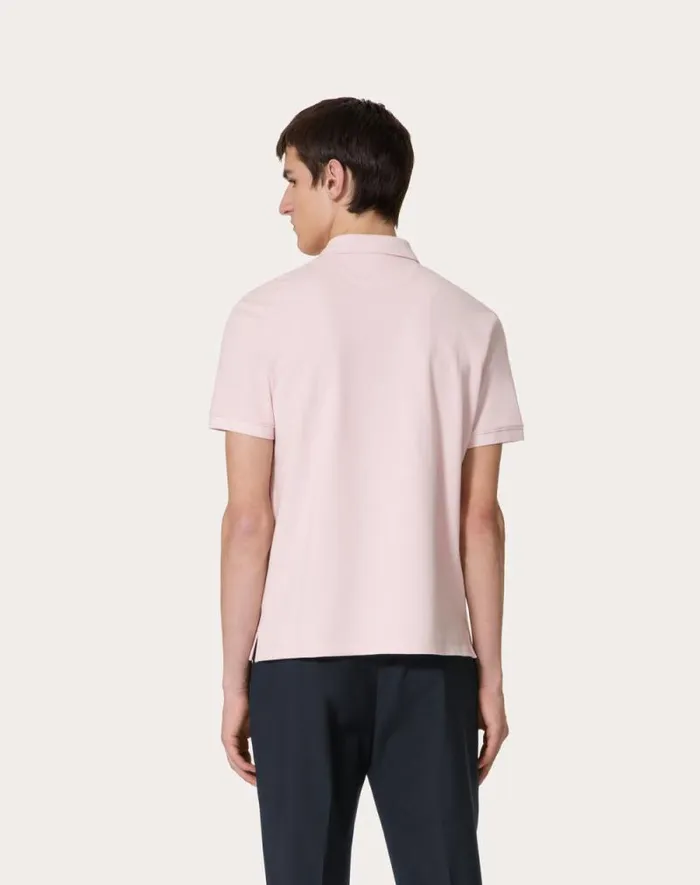 Valentino Tshirts And Sweatshirts Man Cotton Piqu Polo Shirt With Vlogo Signature Patch For Man In White White