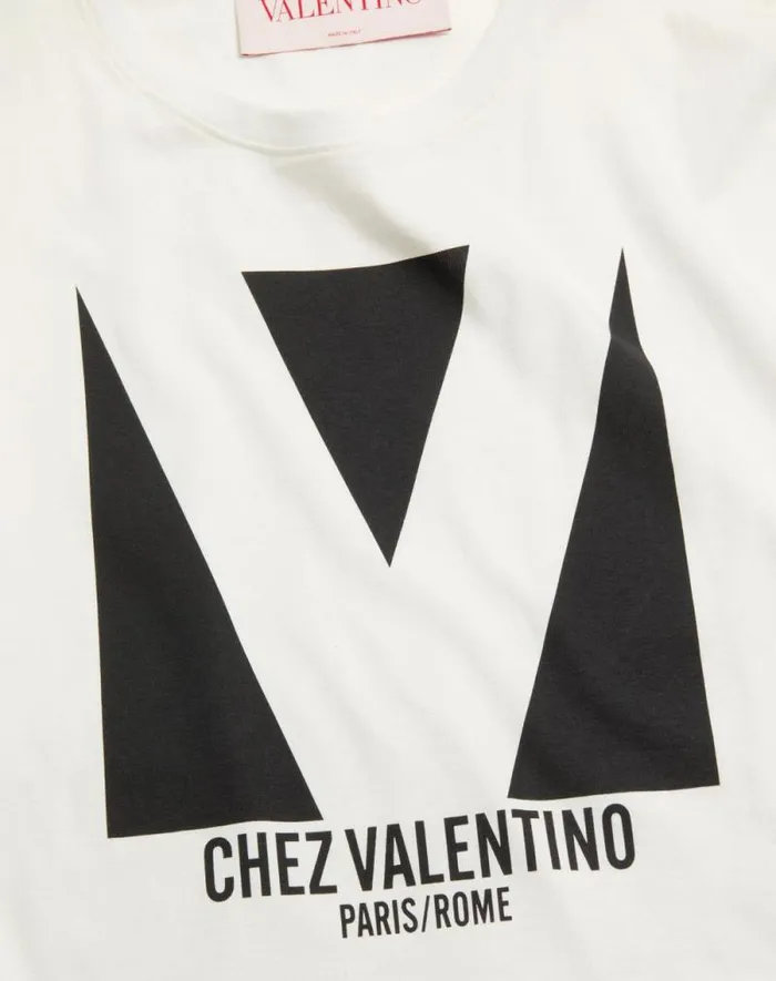 Valentino Tshirts And Sweatshirts Man Cotton Tshirt With Chez Valentino Print For Man In Red Red Valentino Tshirts And Sweatshirts Man Cotton Tshirt With Chez Valentino Print For Man In Red Red