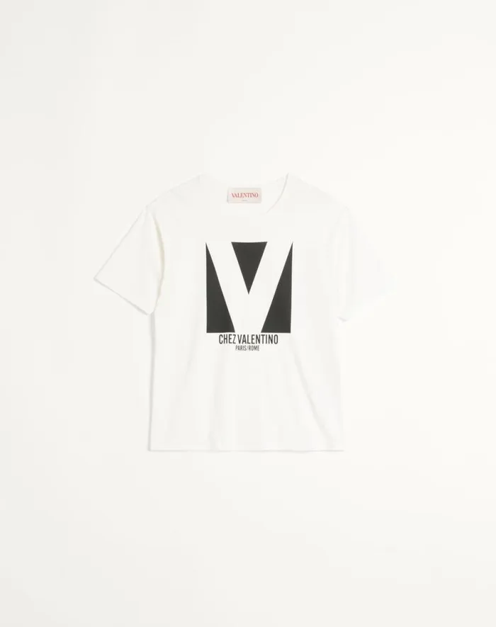 Valentino Tshirts And Sweatshirts Man Cotton Tshirt With Chez Valentino Print For Man In Red Red Valentino Tshirts And Sweatshirts Man Cotton Tshirt With Chez Valentino Print For Man In Red Red