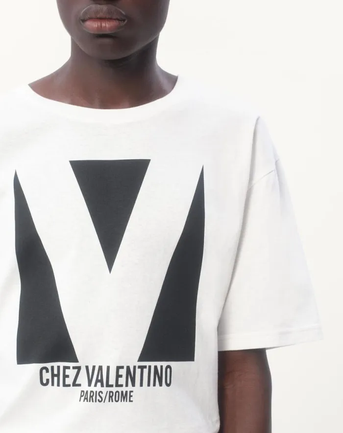 Valentino Tshirts And Sweatshirts Man Cotton Tshirt With Chez Valentino Print For Man In Red Red Valentino Tshirts And Sweatshirts Man Cotton Tshirt With Chez Valentino Print For Man In Red Red