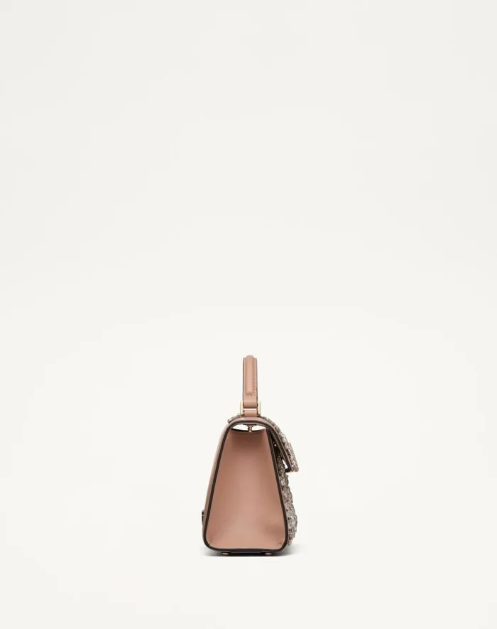 Valentino Top Handle Bags Woman Valentino Garavani Vsling Mini Embroidered Handbag For Woman In Blackruthenium Blackruthenium Valentino Top Handle Bags Woman Valentino Garavani Vsling Mini Embroidered Handbag For Woman In Blackruthenium Blackruthenium