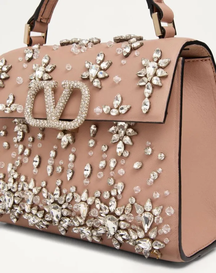 Valentino Top Handle Bags Woman Valentino Garavani Vsling Mini Embroidered Handbag For Woman In Blackruthenium Blackruthenium Valentino Top Handle Bags Woman Valentino Garavani Vsling Mini Embroidered Handbag For Woman In Blackruthenium Blackruthenium