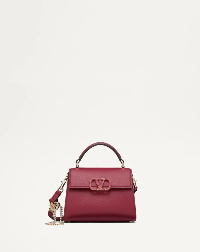 Valentino Top Handle Bags Woman Valentino Garavani Vsling Mini Handbag With Jewel Logo For Woman In Dark Red Dark Red Valentino Top Handle Bags Woman Valentino Garavani Vsling Mini Handbag With Jewel Logo For Woman In Dark Red Dark Red