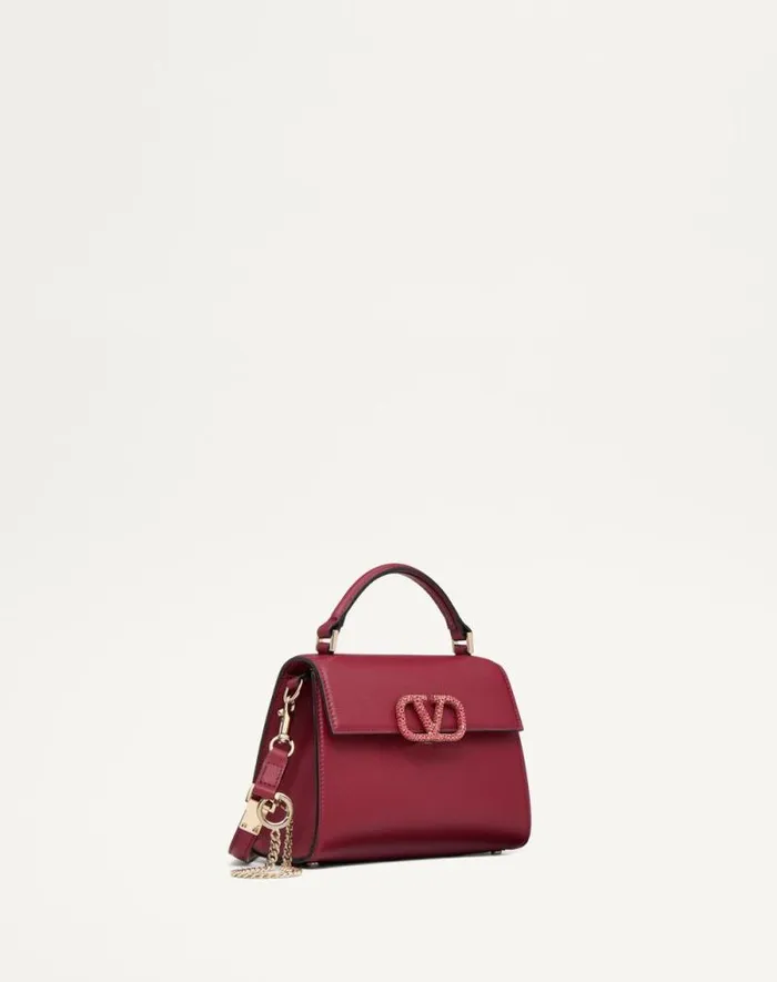 Valentino Top Handle Bags Woman Valentino Garavani Vsling Mini Handbag With Jewel Logo For Woman In Dark Red Dark Red Valentino Top Handle Bags Woman Valentino Garavani Vsling Mini Handbag With Jewel Logo For Woman In Dark Red Dark Red