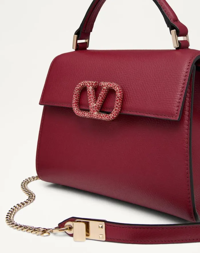 Valentino Top Handle Bags Woman Valentino Garavani Vsling Mini Handbag With Jewel Logo For Woman In Dark Red Dark Red Valentino Top Handle Bags Woman Valentino Garavani Vsling Mini Handbag With Jewel Logo For Woman In Dark Red Dark Red