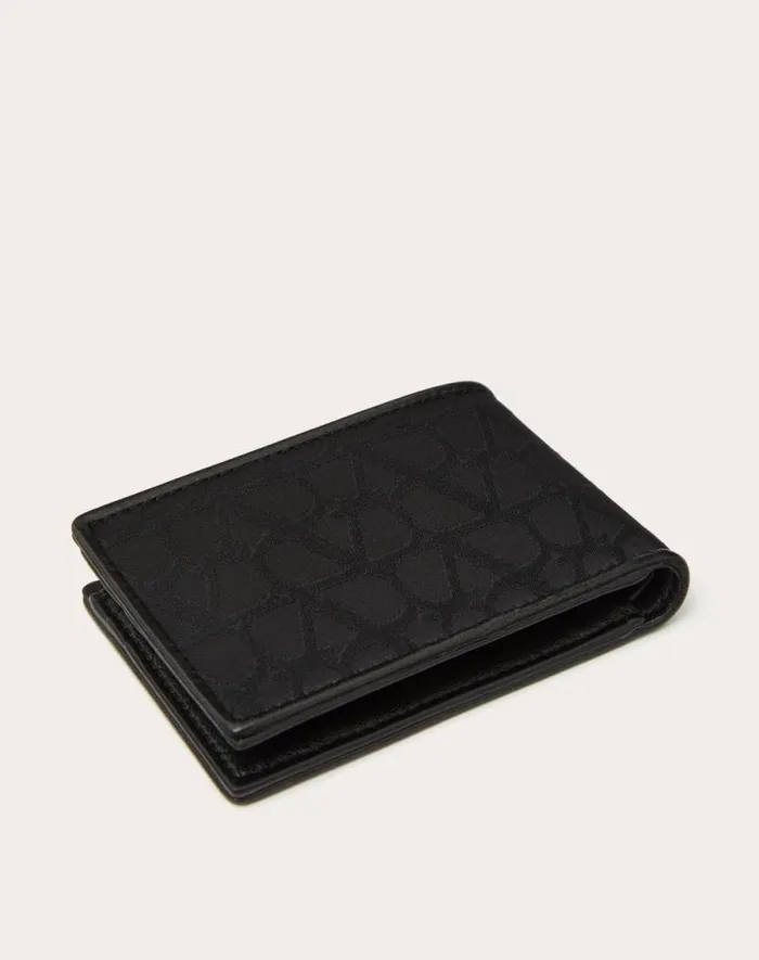 Valentino Wallets And Small Leather Goods Man Toile Iconographe Wallet In Technical Fabric With Leather Details For Man In Black Black Valentino Wallets And Small Leather Goods Man Toile Iconographe Wallet In Technical Fabric With Leather Details For Man In Black Black