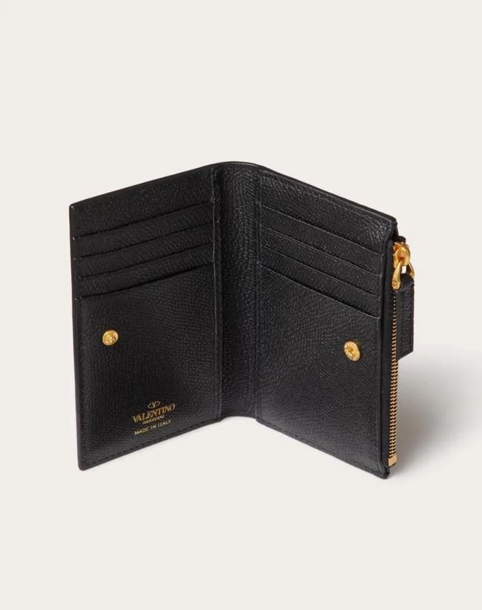 Valentino Wallets And Small Leather Goods Woman Vlogo Signature Grainy Calfskin Cardholder Wth Zipper For Woman In Black Black Valentino Wallets And Small Leather Goods Woman Vlogo Signature Grainy Calfskin Cardholder Wth Zipper For Woman In Black Black