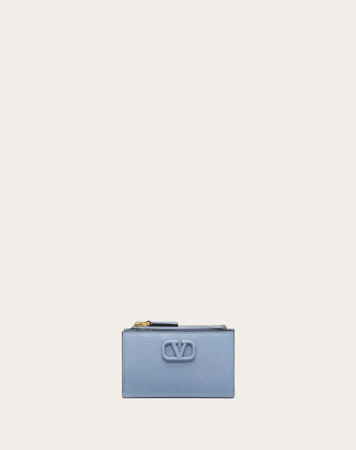 Valentino Wallets And Small Leather Goods Woman Vlogo Signature Grainy Calfskin Cardholder Wth Zipper For Woman In Black Black Valentino Wallets And Small Leather Goods Woman Vlogo Signature Grainy Calfskin Cardholder Wth Zipper For Woman In Black Black