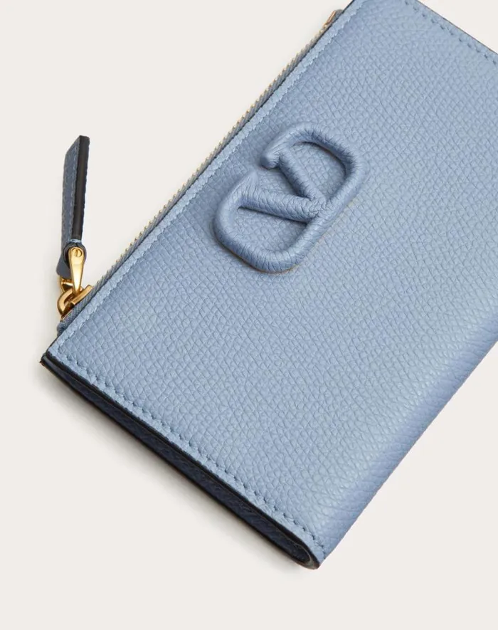 Valentino Wallets And Small Leather Goods Woman Vlogo Signature Grainy Calfskin Cardholder Wth Zipper For Woman In Black Black Valentino Wallets And Small Leather Goods Woman Vlogo Signature Grainy Calfskin Cardholder Wth Zipper For Woman In Black Black