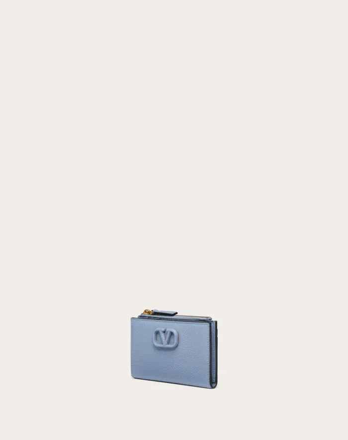 Valentino Wallets And Small Leather Goods Woman Vlogo Signature Grainy Calfskin Cardholder Wth Zipper For Woman In Black Black Valentino Wallets And Small Leather Goods Woman Vlogo Signature Grainy Calfskin Cardholder Wth Zipper For Woman In Black Black
