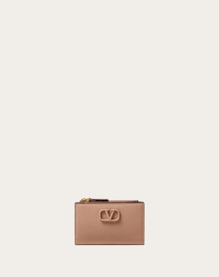 Valentino Wallets And Small Leather Goods Woman Vlogo Signature Grainy Calfskin Cardholder Wth Zipper For Woman In Black Black Valentino Wallets And Small Leather Goods Woman Vlogo Signature Grainy Calfskin Cardholder Wth Zipper For Woman In Black Black