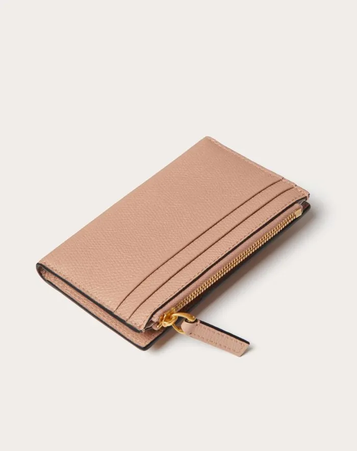 Valentino Wallets And Small Leather Goods Woman Vlogo Signature Grainy Calfskin Cardholder Wth Zipper For Woman In Black Black Valentino Wallets And Small Leather Goods Woman Vlogo Signature Grainy Calfskin Cardholder Wth Zipper For Woman In Black Black