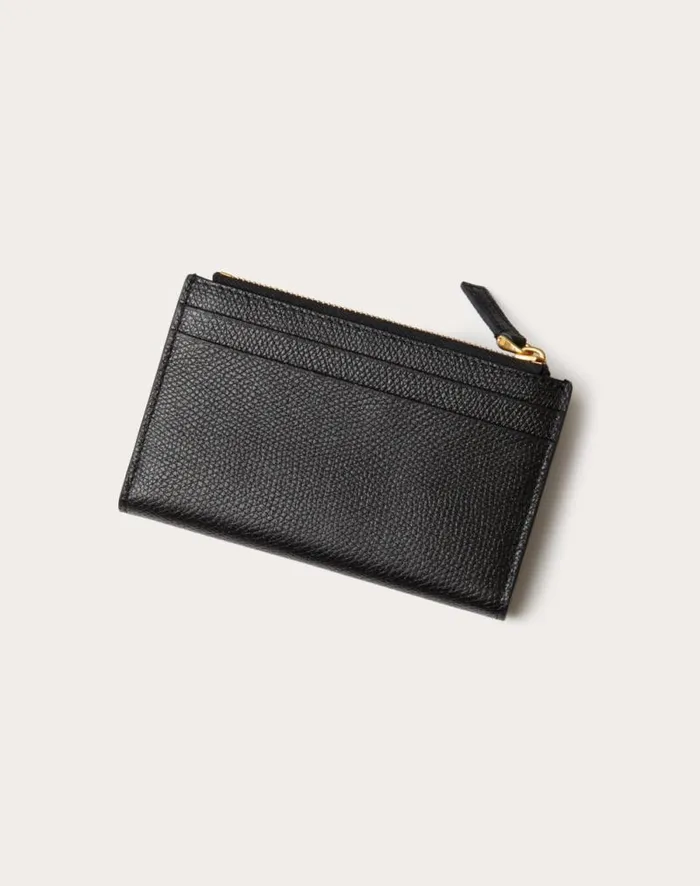 Valentino Wallets And Small Leather Goods Woman Vlogo Signature Grainy Calfskin Cardholder Wth Zipper For Woman In Black Black Valentino Wallets And Small Leather Goods Woman Vlogo Signature Grainy Calfskin Cardholder Wth Zipper For Woman In Black Black