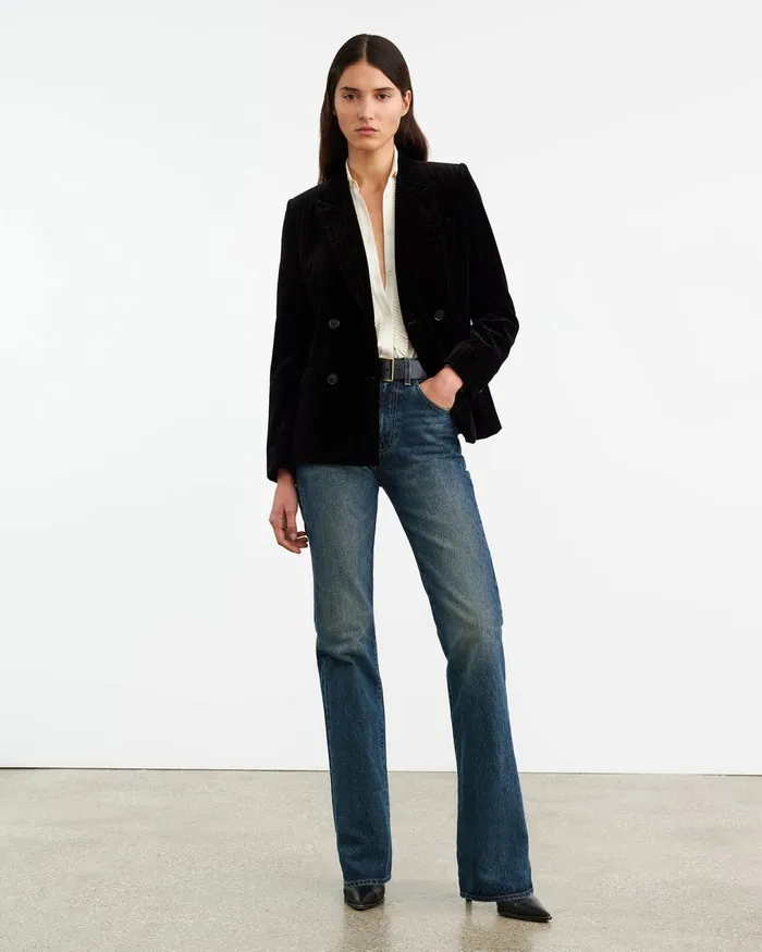 VEDA VELVET JACKET Black Pinstripe Women Nili Lotan Jackets and Blazers