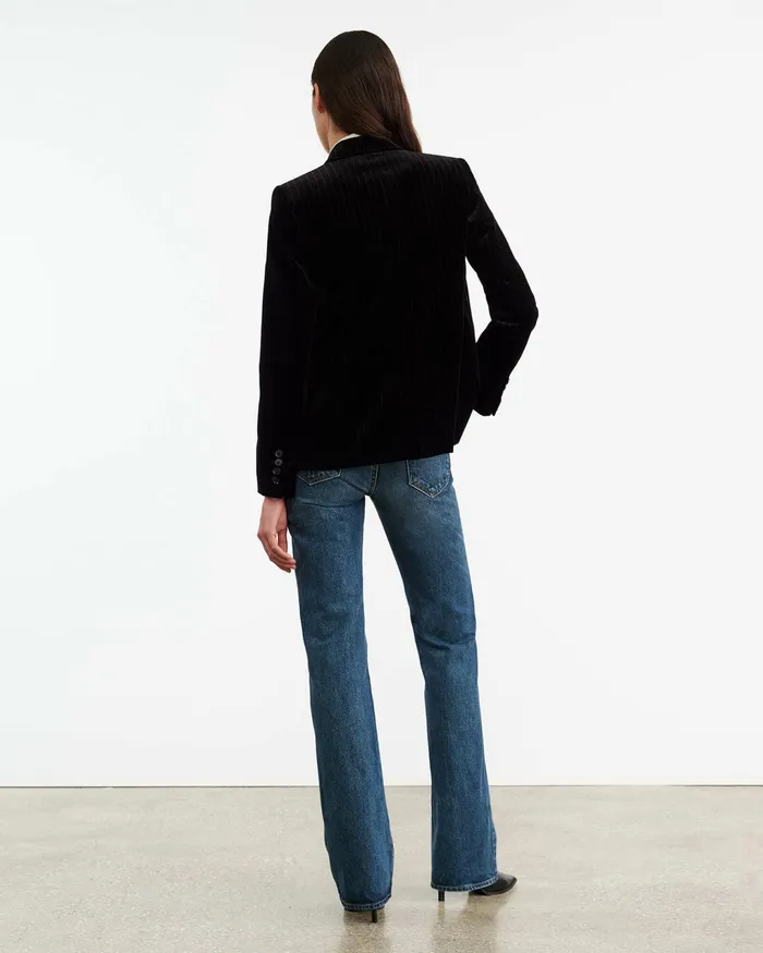 VEDA VELVET JACKET Black Pinstripe Women Nili Lotan Jackets and Blazers