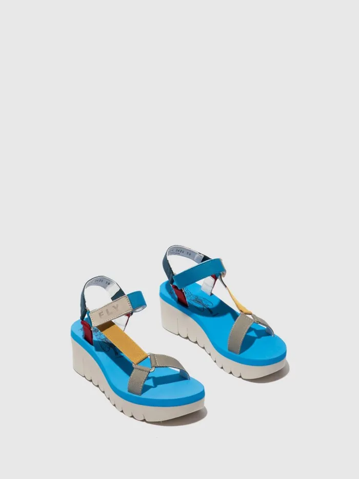 Velcro Sandals YEFA726FLY CUPIDO MULTI AZURE Women Fly London Sandals
