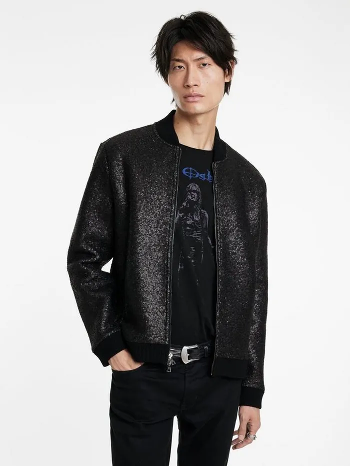 VENETICO BASEBALL JACKET Black Men John Varvatos Coats And Jackets