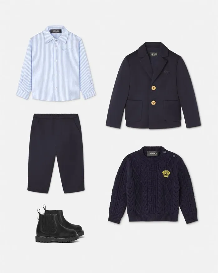 Versace Milano Stamp Baby Pants Blue Children Versace Clothing