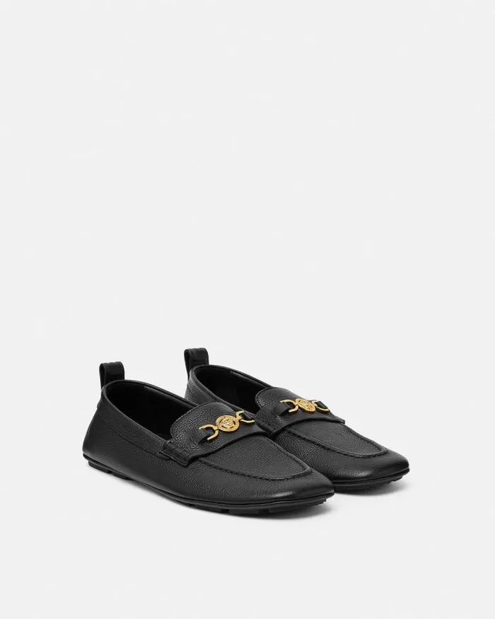 Villa Driver Shoes Blackgold Men Versace Loafers and Slippers