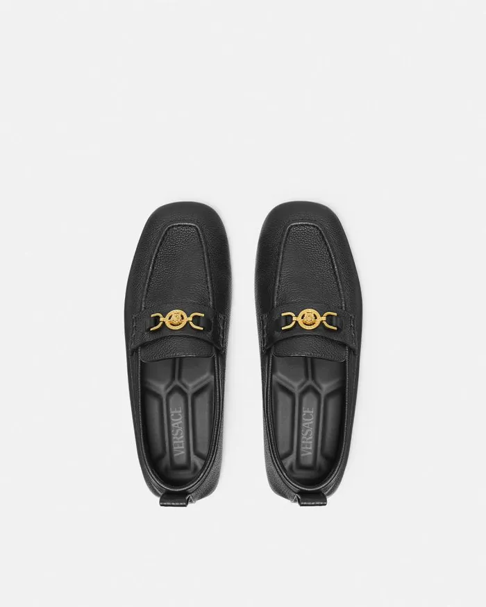 Villa Driver Shoes Blackgold Men Versace Loafers and Slippers