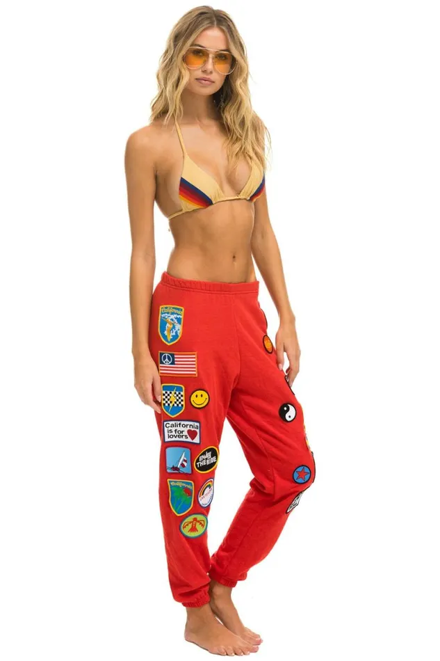 Vintage Patch Sweatpants 8211 Red Women Aviator Nation Sweatpants