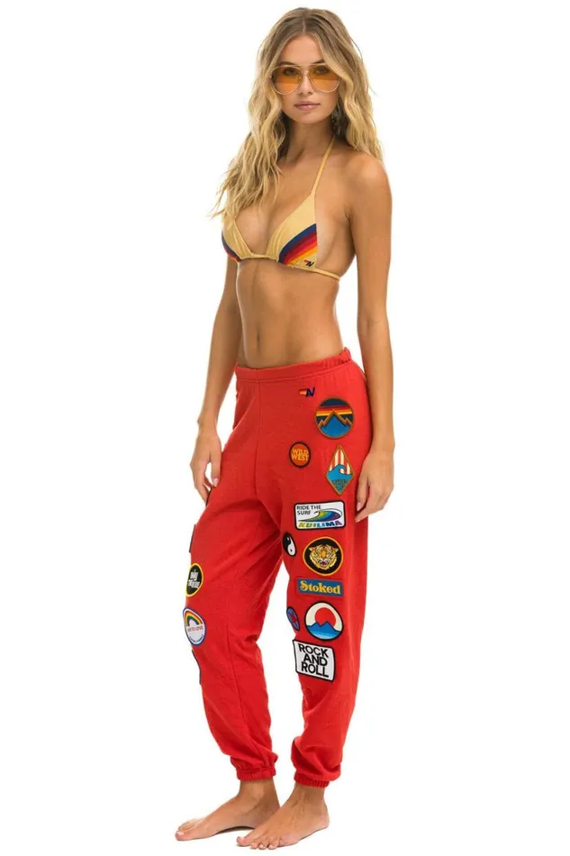 Vintage Patch Sweatpants 8211 Red Women Aviator Nation Sweatpants