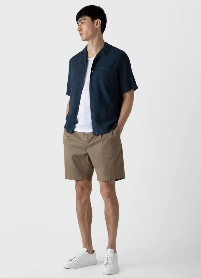 Waffle Camp Collar Shirt Navy Men SUNSPEL Shirts