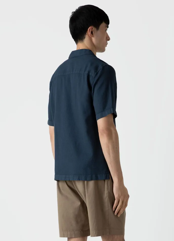 Waffle Camp Collar Shirt Navy Men SUNSPEL Shirts