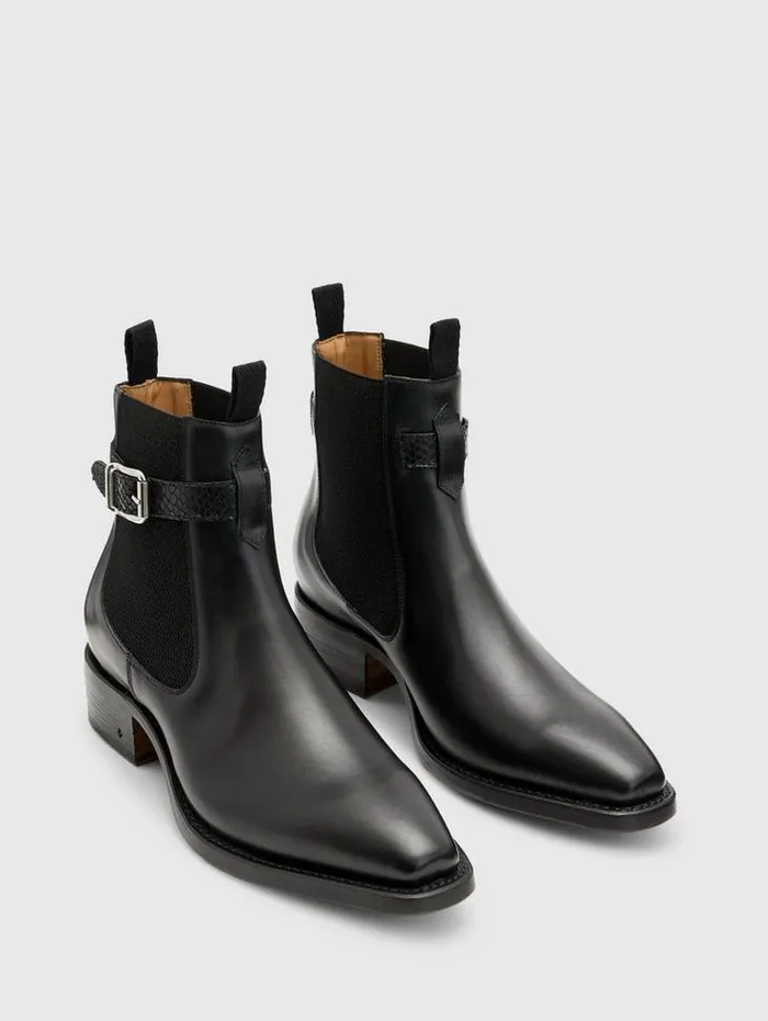 WALKER BUCKLE CHELSEA BOOT Black Men John Varvatos Leather Boots