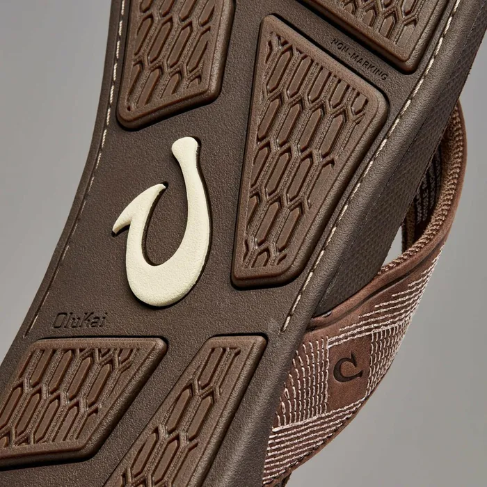 WaterFriendly Men Olukai Tuahine Waterproof Leather Beach Sandals 8211 Dark Wood