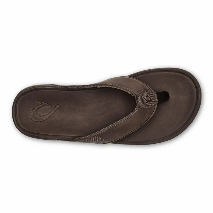 WaterFriendly Men Olukai Tuahine Waterproof Leather Beach Sandals 8211 Dark Wood