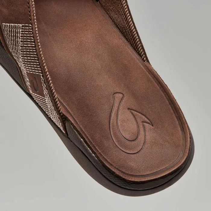 WaterFriendly Men Olukai Tuahine Waterproof Leather Beach Sandals 8211 Dark Wood