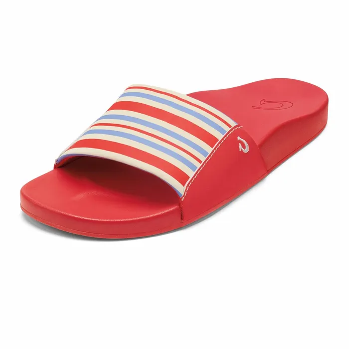 WaterFriendly Women Olukai Kpuni Slide Sandals 8211 Lehua Flower Stripe 8211 Color WaterFriendly Women Olukai Kpuni Slide Sandals 8211 Lehua Flower Stripe 8211 Color